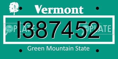 I387452 Vermont License Plate