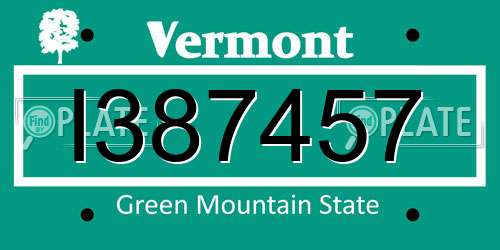 I387457 Vermont License Plate