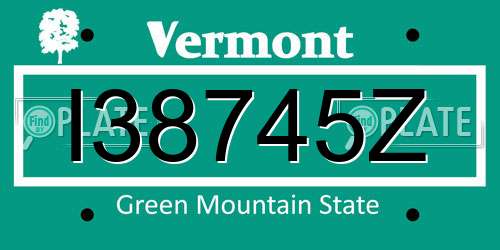 I38745Z Vermont License Plate