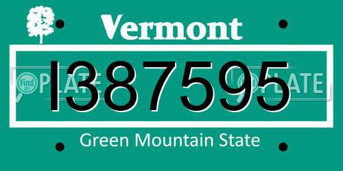 I387595 Vermont License Plate