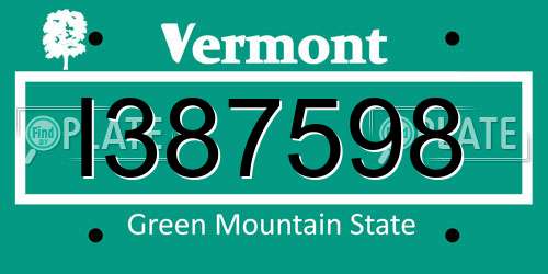 I387598 Vermont License Plate