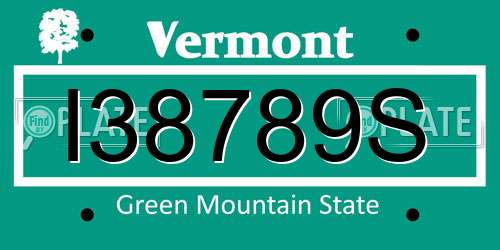 I38789S Vermont License Plate