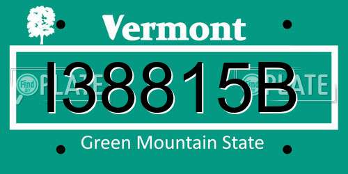 I38815B Vermont License Plate