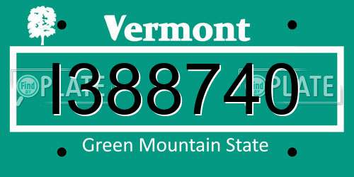 I388740 Vermont License Plate