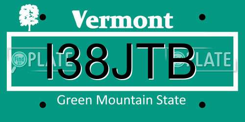 I38JTB Vermont License Plate