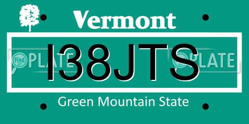 I38JTS Vermont License Plate