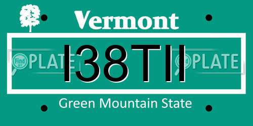 I38TII Vermont License Plate