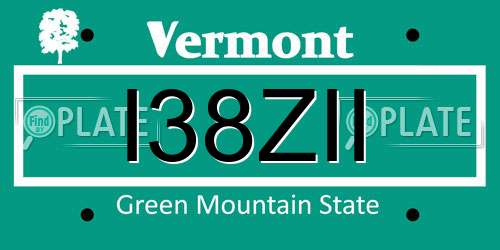 I38ZII Vermont License Plate
