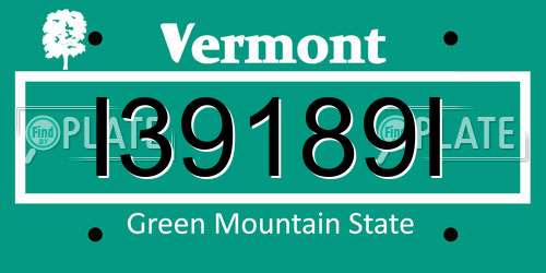 I39189I Vermont License Plate