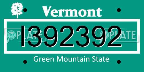 I392392 Vermont License Plate