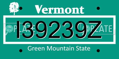 I39239Z Vermont License Plate