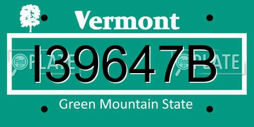 I39647B Vermont License Plate