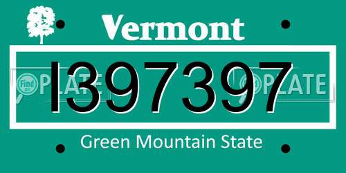 I397397 Vermont License Plate