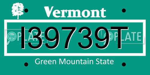 I39739T Vermont License Plate