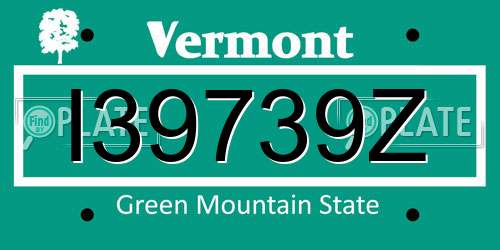 I39739Z Vermont License Plate