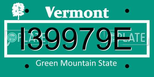 I39979E Vermont License Plate