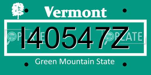 I40547Z Vermont License Plate