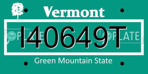 I40649T Vermont License Plate