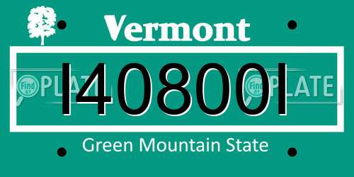 I40800I Vermont License Plate