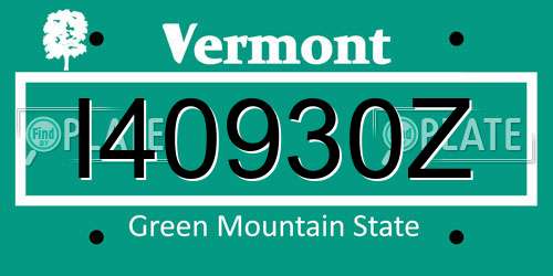 I40930Z Vermont License Plate