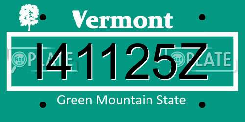 I41125Z Vermont License Plate