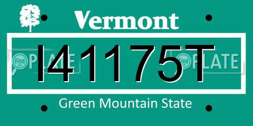 I41175T Vermont License Plate