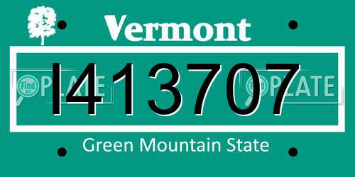 I413707 Vermont License Plate