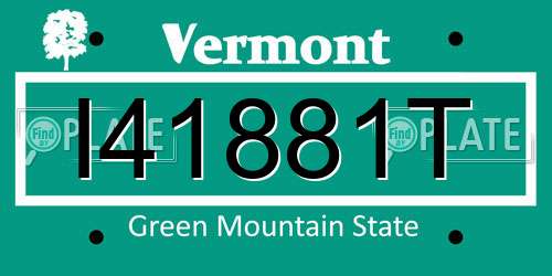 I41881T Vermont License Plate