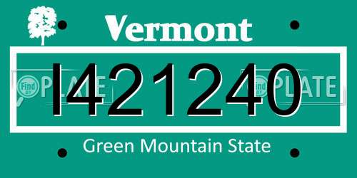 I421240 Vermont License Plate