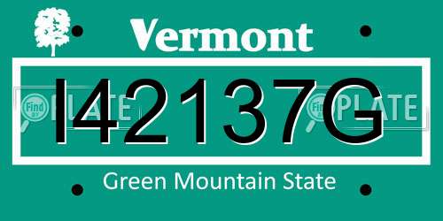 I42137G Vermont License Plate