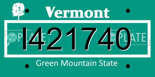 I421740 Vermont License Plate
