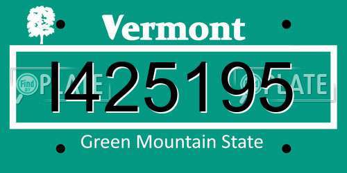 I425195 Vermont License Plate