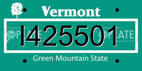 I425501 Vermont License Plate