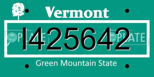 I425642 Vermont License Plate