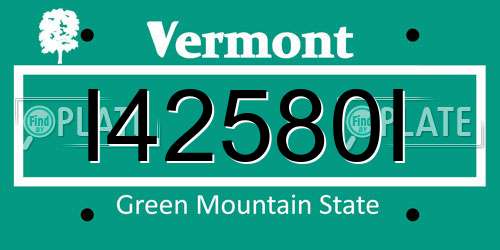 I42580I Vermont License Plate