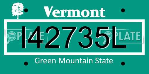 I42735L Vermont License Plate