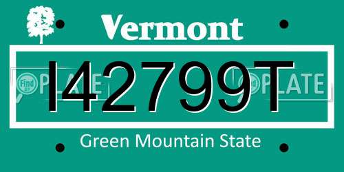 I42799T Vermont License Plate