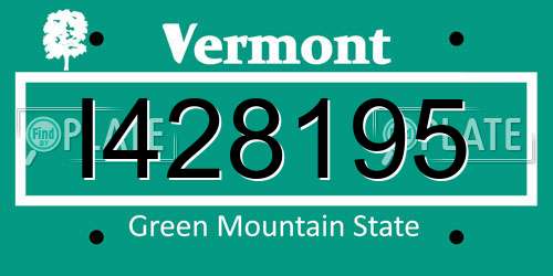 I428195 Vermont License Plate