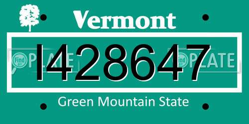 I428647 Vermont License Plate