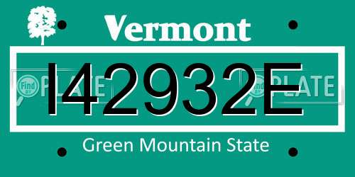 I42932E Vermont License Plate