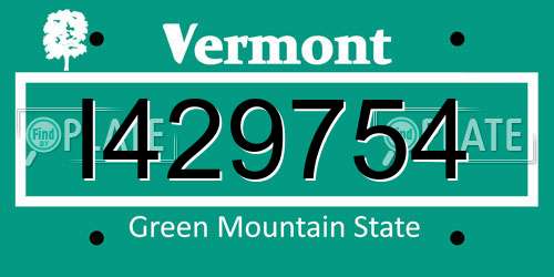 I429754 Vermont License Plate