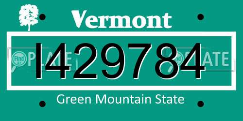 I429784 Vermont License Plate