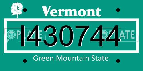 I430744 Vermont License Plate