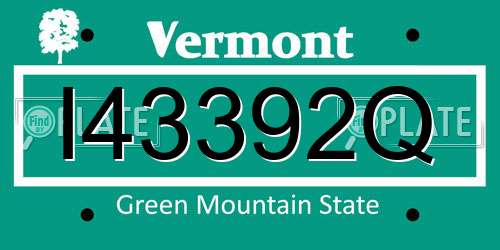 I43392Q Vermont License Plate