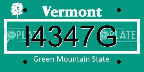 I4347G Vermont License Plate