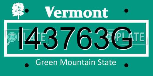 I43763G Vermont License Plate