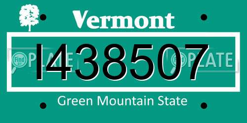I438507 Vermont License Plate