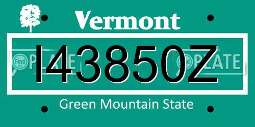 I43850Z Vermont License Plate