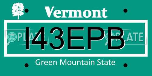 I43EPB Vermont License Plate