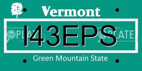 I43EPS Vermont License Plate